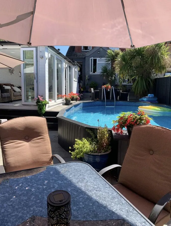 Garden extension and pool area landscaped by KCO Landscapes
